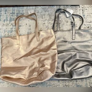 Metallic Tote Bag Set - rose Gold and Silver New